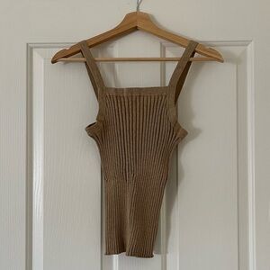 Marle Luna Tan Cotton Singlet Tank Top